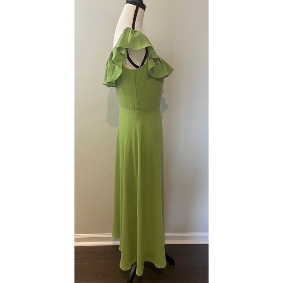 BCBGeneration Off The Shoulder Ruffle Maxi Dress in Butterfly Kiss Green 4 NWT - Picture 3 of 11